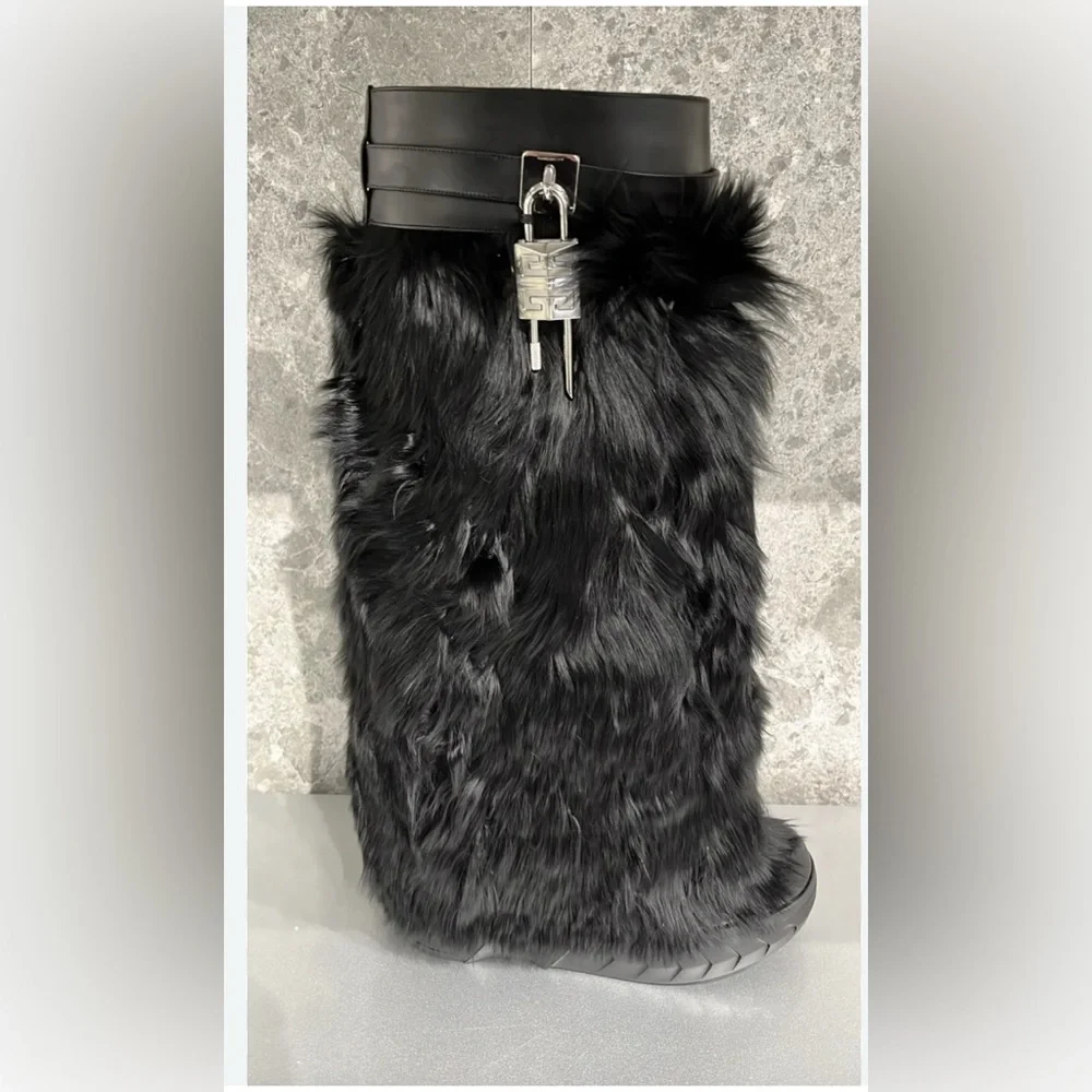Brand New Givenchy Shark Lock alpaca knee-high boots size 40. - Picture 5 of 11